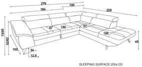 Divano angolare letto con contenitore a L BRESCIA dx grigio