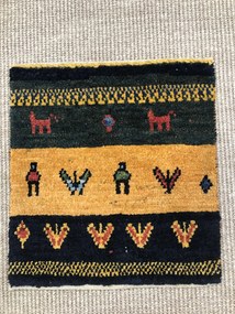 Gabbeh Tappeto 40 x 40 Giallo (Iran) Annodato A Mano