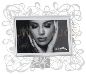 Portafoto di design scarabocchio piccolo orizzontale bianco marmo i...