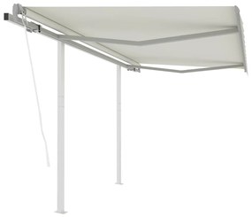 Tenda Da Sole Retrattile Automatica Con Pali 3x2,5 M Crema /