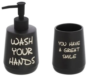 Set accessori linea Wash dispenser + portaspazzolini in ceramica nero
