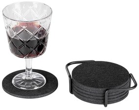 Sottobicchieri neri in set da 8 con supporto - Wenko