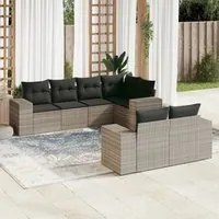 Set Divani da Giardino 7pz con Cuscini Grigio Chiaro Polyrattan 3255149