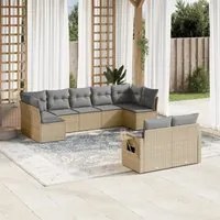 Set Divano da Giardino 9 pz con Cuscini Beige in Polyrattancod mxl 114566