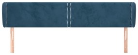 Testiera ad orecchio blu scuro 203x23x78/88 cm in velluto