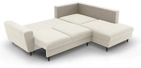 Divano angolare beige allungabile e con contenitore (con penisola a destra/a L) con rivestimento in velluto Kyoto – Cosmopolitan Design