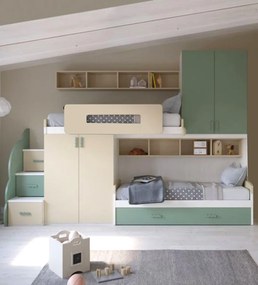 Cameretta completa doppia Banny Lite linea Colorfull finitura Salvia e Panna