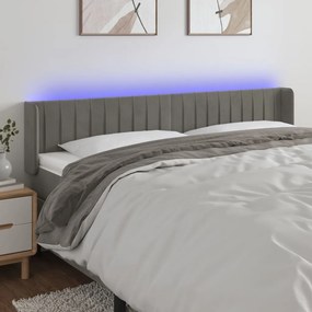 Testiera A Led Grigio Chiaro 183x16x78/88 Cm İn Velluto /