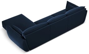 Divano angolare blu scuro (con penisola a destra/con chaise lounge) con rivestimento in velluto Vanda – Mazzini Sofas