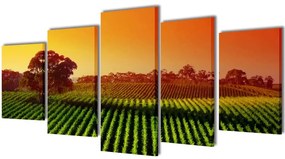 5 Pz Set Stampa Su Tela Da Muro Campi 200 X 100 Cm /