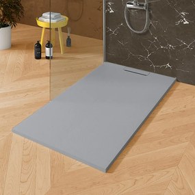 Piatto doccia SANYCCES in resina SIENA grigio L 80 x L 100 x H 3 cm opaco effetto ardesia