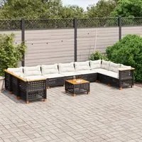 Set Divani da Giardino 11 pz con Cuscini in Polyrattan Nero 3262028