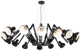 Lampada a sospensione industriale nera 16 luci regolabili - Hobby Spinne