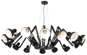Lampada a sospensione industriale nera 16 luci regolabili - Hobby Spinne
