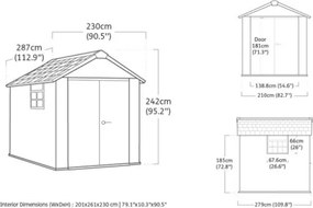 Casetta Da Giardino In Resina 229x287x242H Cm Oakland 759 Grigio Keter