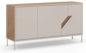 Cassettiera effetto rovere in colore crema-naturale 150x80x40 cm Lilou - Marckeric