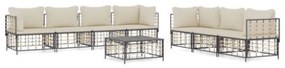 Set Divani da Giardino 8 pz con Cuscini Antracite in Polyrattan