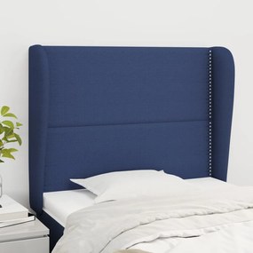 Testiera Ad Orecchio Blu 83x23x118/128 Cm İn Tessuto /