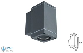 Applique Da Parete e Muro Con Portalampada GU10 Illuminazione Mono Fascio Da Un Lato IP44 Carcassa Nera SKU-8626