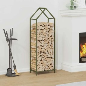 Rastrelliera Per Legna Da Ardere Verde Oliva 40x25x120 Cm /