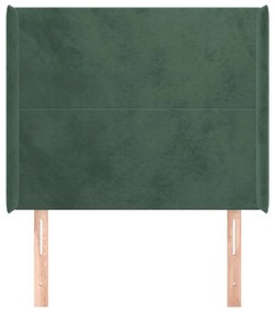 Testiera ad orecchio verde scuro 83x16x118/128 cm in velluto