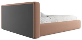 Letto matrimoniale imbottito rosa chiaro con contenitore con griglia 160x200 cm Kiana - Makamii