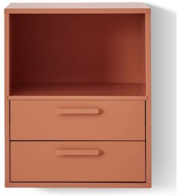 Comodino a parete rosso mattone con 2 cassetti Keep by Hammel - Hammel Furniture