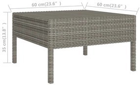 Set Divani da Giardino 6 pz con Cuscini in Polyrattan Grigio