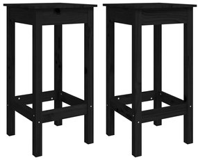 Sgabelli da bar 2 pz neri 40x40x78 cm legno massello di pino