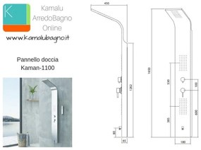 Kamalu - pannello doccia idromassaggio in acciaio modello kaman-1100