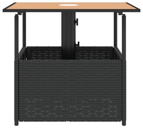 Tavolo giardino foro ombrellone nero 55x55x46,5 cm polyrattan