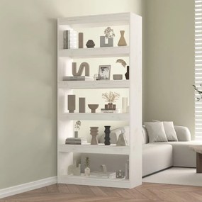 Libreria/divisorio bianco 80x30x167,4 cm legno massello di pino