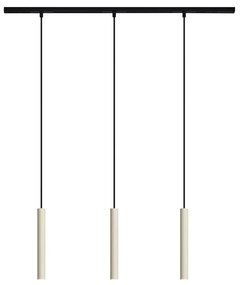 Sistema di illuminazione su binario moderno con 3 luci a sospensione beige e nere monofase - Slimline Keno