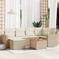 Set Divani da Giardino 7 pz con Cuscini Beige in Polyrattan 3224224