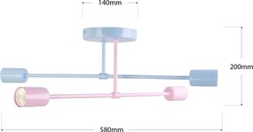Plafoniera CAMBRIDGE 4x E27/15W/230V blu/rosa