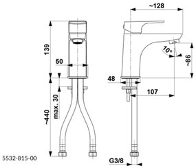 KFA Armatura 5532-815-81- Rubinetto del lavandino + scarico MOKAIT 13,9 cm ottone/nero