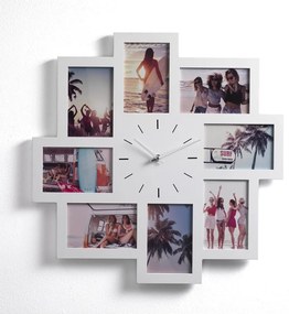 Cornice da parete per 8 foto con orologio Olly - Tomasucci