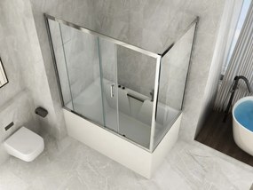 Box Doccia per vasca a 2 lati in vetro trasparente da 6mm un lato fisso e 1 Porta scorrevole 80x165 apertura centrale in arrivo a fine marzo