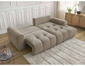 Divano angolare beige allungabile/con contenitore (con penisola a destra/con chaise lounge) con rivestimento in ciniglia Roxelane – Bobochic Paris