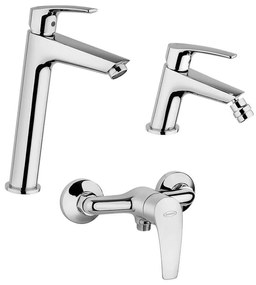 Set rubinetteria Jacuzzi lavabo alto e bidet  per piletta click clack con miscelatore esterno doccia