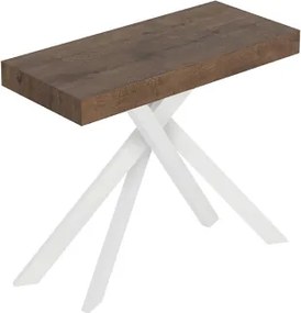 Consolle allungabile Libo Small - Noce gambe bianche 90x40/196 cm