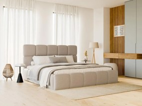 Letto con contenitore 160 x 200 cm Tessuto chiné Beige + Materasso DAMADO di PASCAL MORABITO