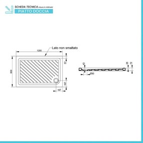 Piatto doccia 80x120 rettangolare in ceramica bianco Dolomite Gemma