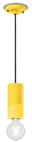 Sospensione Media Vintage Decò Pi Ceramica Giallo Limone 1 Luce E27