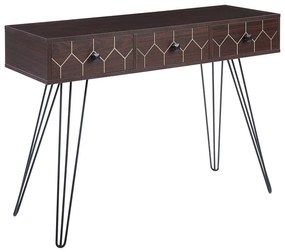 Tavolino consolle legno scuro e nero 110 x 39 cm MALSALA Beliani