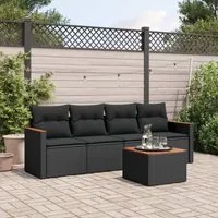 Set Divani da Giardino 5 pz con Cuscini in Polyrattan Nero 3258177