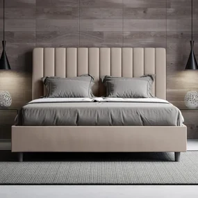 Letto senza rete imbottito 160x190 similpelle tortora Agueda