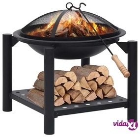 vidaXL Braciere con Attizzatoio 54x54x55 cm in Acciaio
