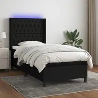 Letto a Molle con Materasso e LED Nero 100x200 cm in Tessuto 3138535