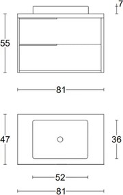 Mobile bagno sospeso 80 cm ISIDE Noce e Grafite Opaco con lavabo in ceramica